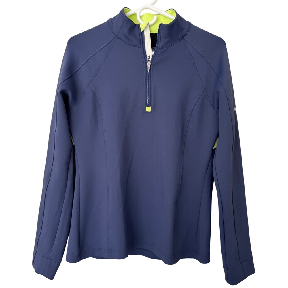 Zero Restriction Womens Blue Long Sleeve "Wheels Up" Golf Pullover Medium‎